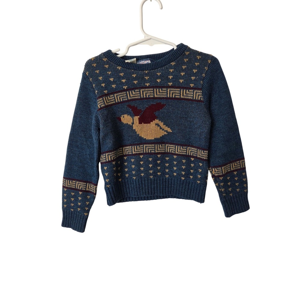 Vintage Brig-A-Doon Boys Size 5 Mallard Duck Fair Isle Sweater USA